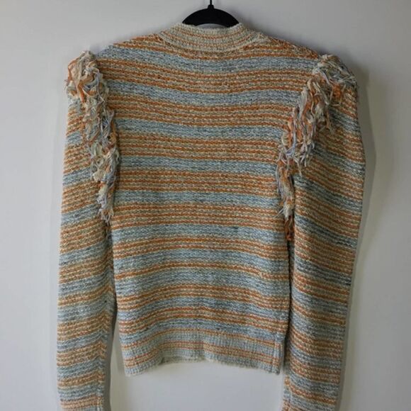 Ulla Johnson Arquette Fringed Striped Cotton-Blend Pullover Sweater in Bergamot - Picture 10 of 16